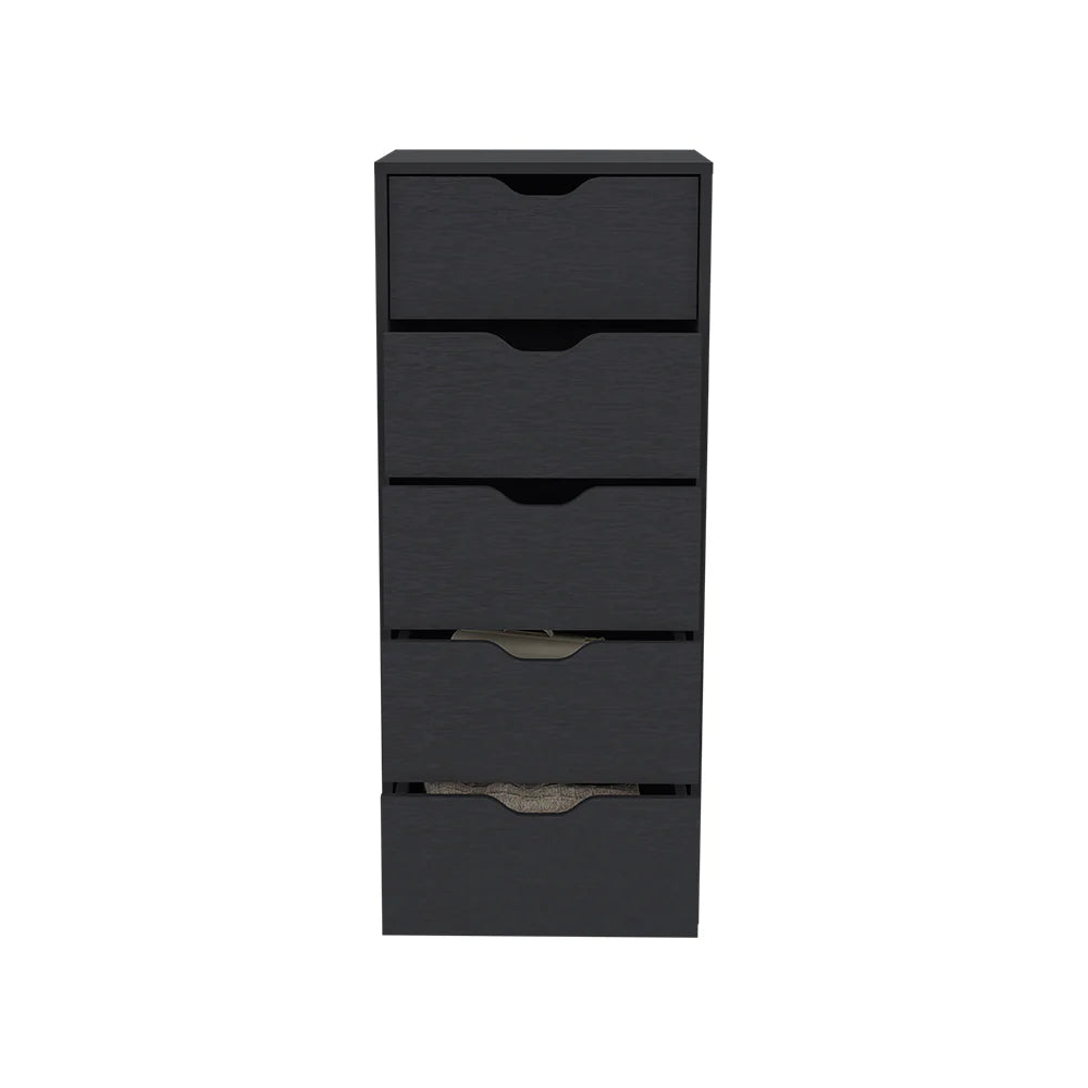 Dresser Kamran, Five Drawers Narrow, Black Wengue Finish