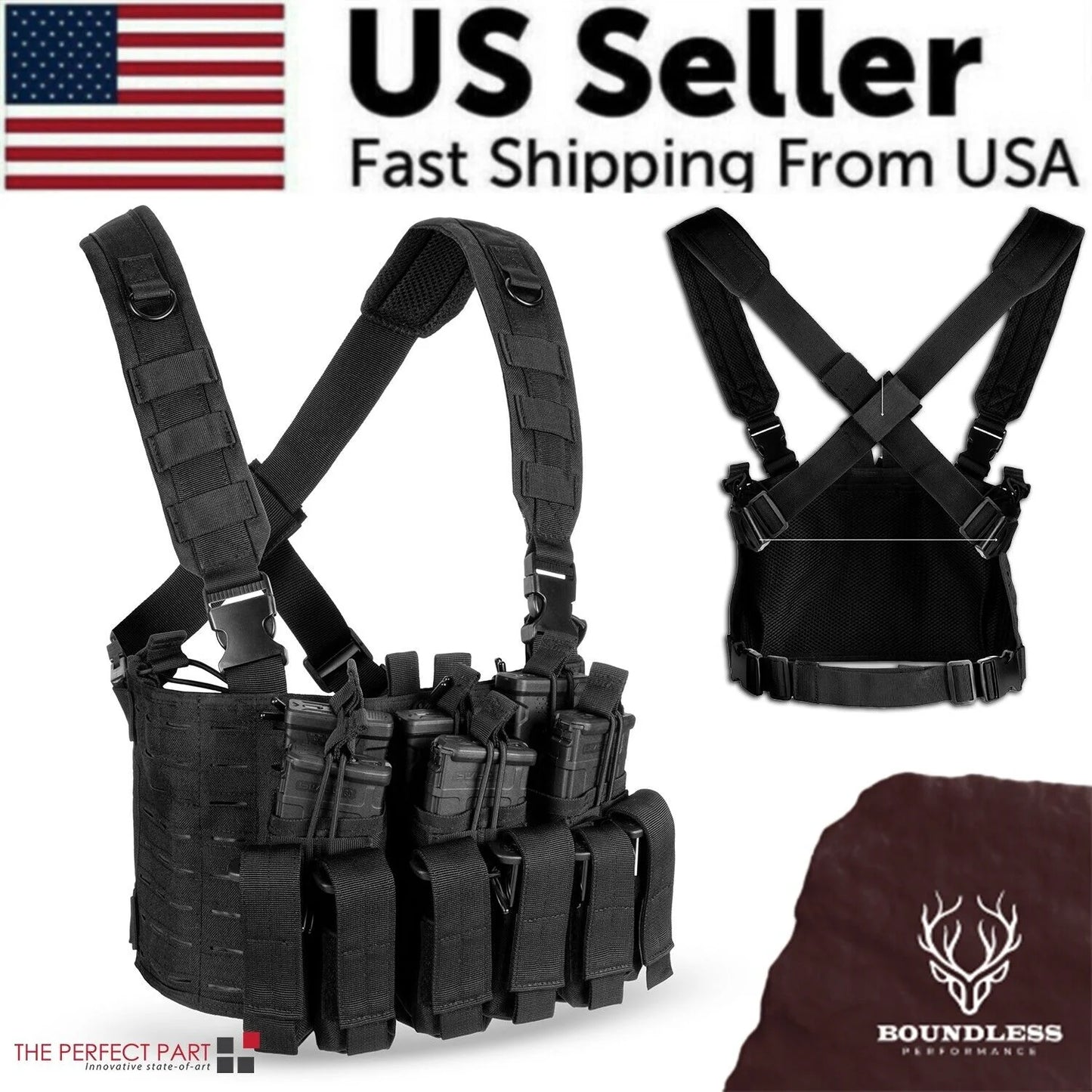 Tactical Chest Rig Vest Kangaroo Magazine Pouch Military Recon Harness Airsoft